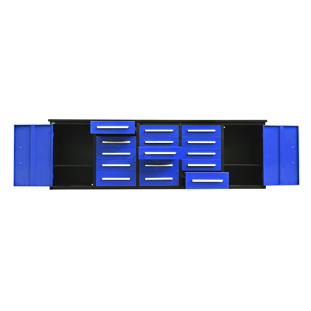 10ft Workbench Storage Cabinet with 15 Drawers & 2 Cabinets