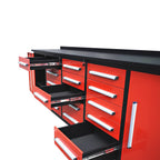10ft Workbench Storage Cabinet with 15 Drawers & 2 Cabinets