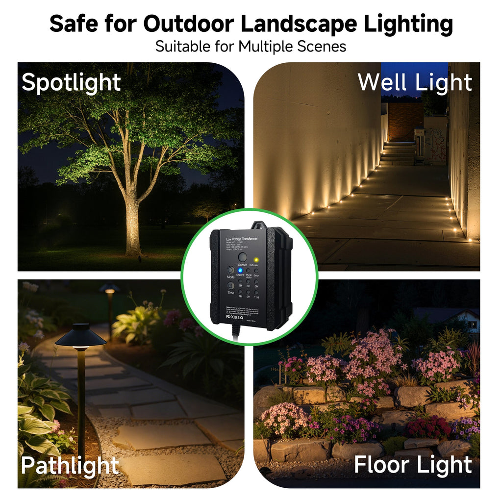 Varmtalys 65W Low Voltage Transformer with Timer & Photocell, Outdoor Landscape Lighting Power Supply