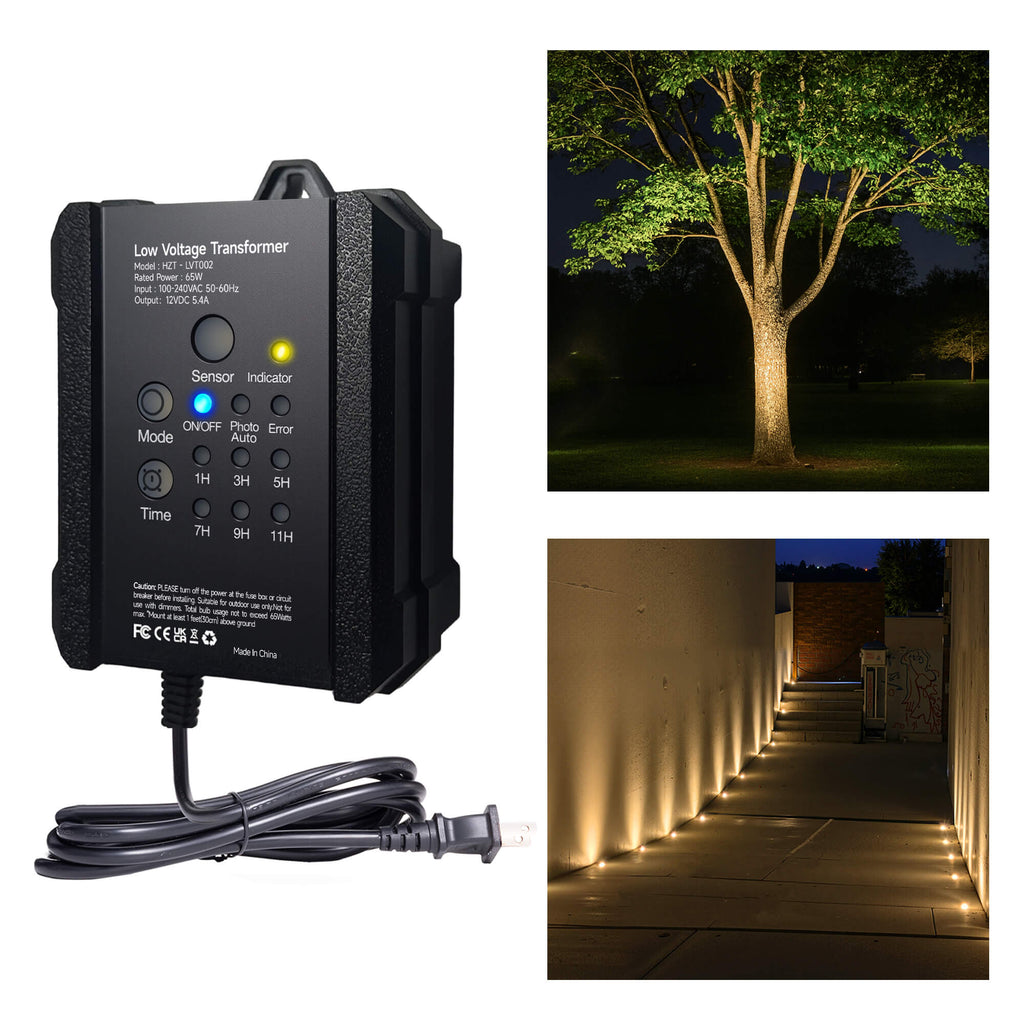 Varmtalys 65W Low Voltage Transformer with Timer & Photocell, Outdoor Landscape Lighting Power Supply