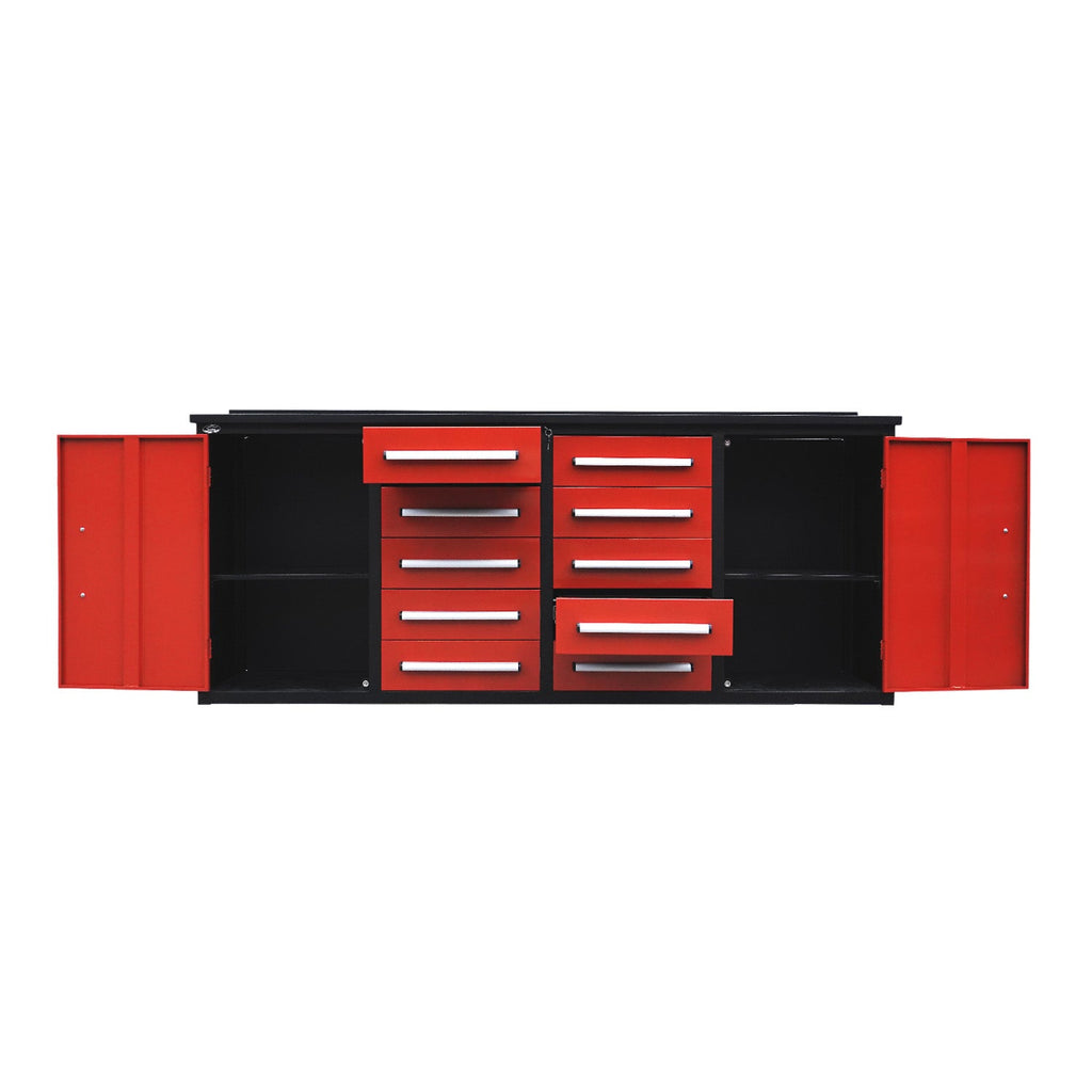 7ft Heavy Duty Workbench with 10 Drawers & 2 Cabinets
