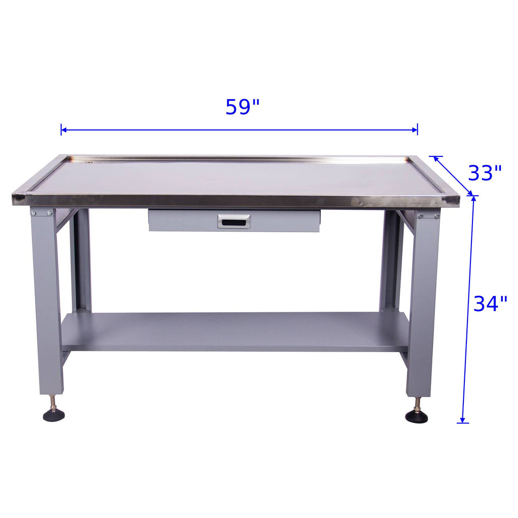 59 inch Large Heavy Duty Machine Teardown Table with Drain Hole
