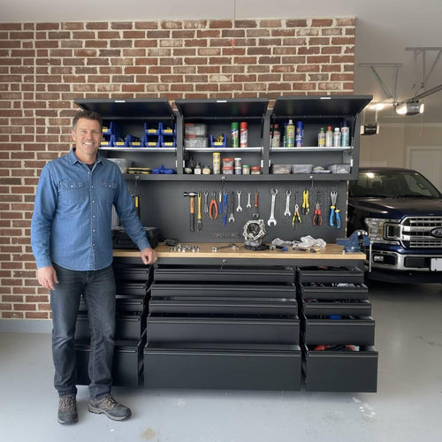 72" Rolling Tool Chest Workbench with Power Strip, Pegboard & Cabinets | GT7218 Modular Storage System