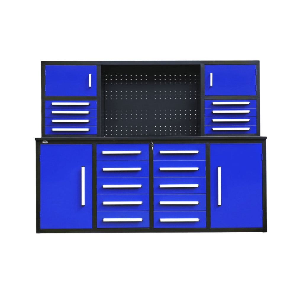 7 ft Garage Workbench Cabinet (18 Drawers & 4 Cabinets & Pegboard)