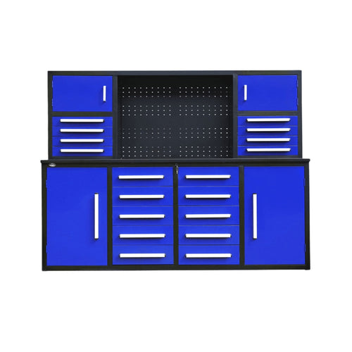 7 ft Garage Workbench Cabinet (18 Drawers & 4 Cabinets & Pegboard)