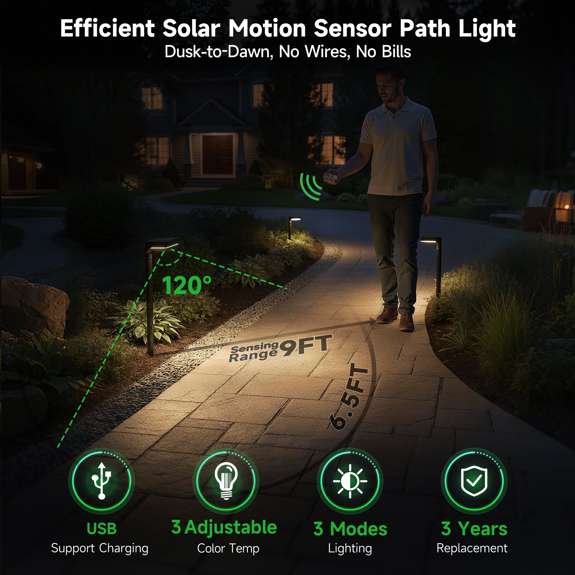 Solar Motion Sensor Pathway Lights (3401)